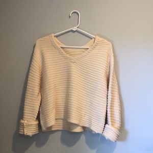 Oak + Fort Ribbed Cream Sweater - Size XS